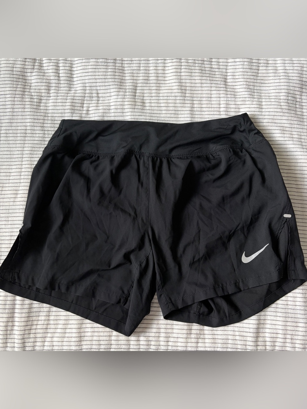 Nike Women's Black Athletic Running Shorts with Reflective Swoosh